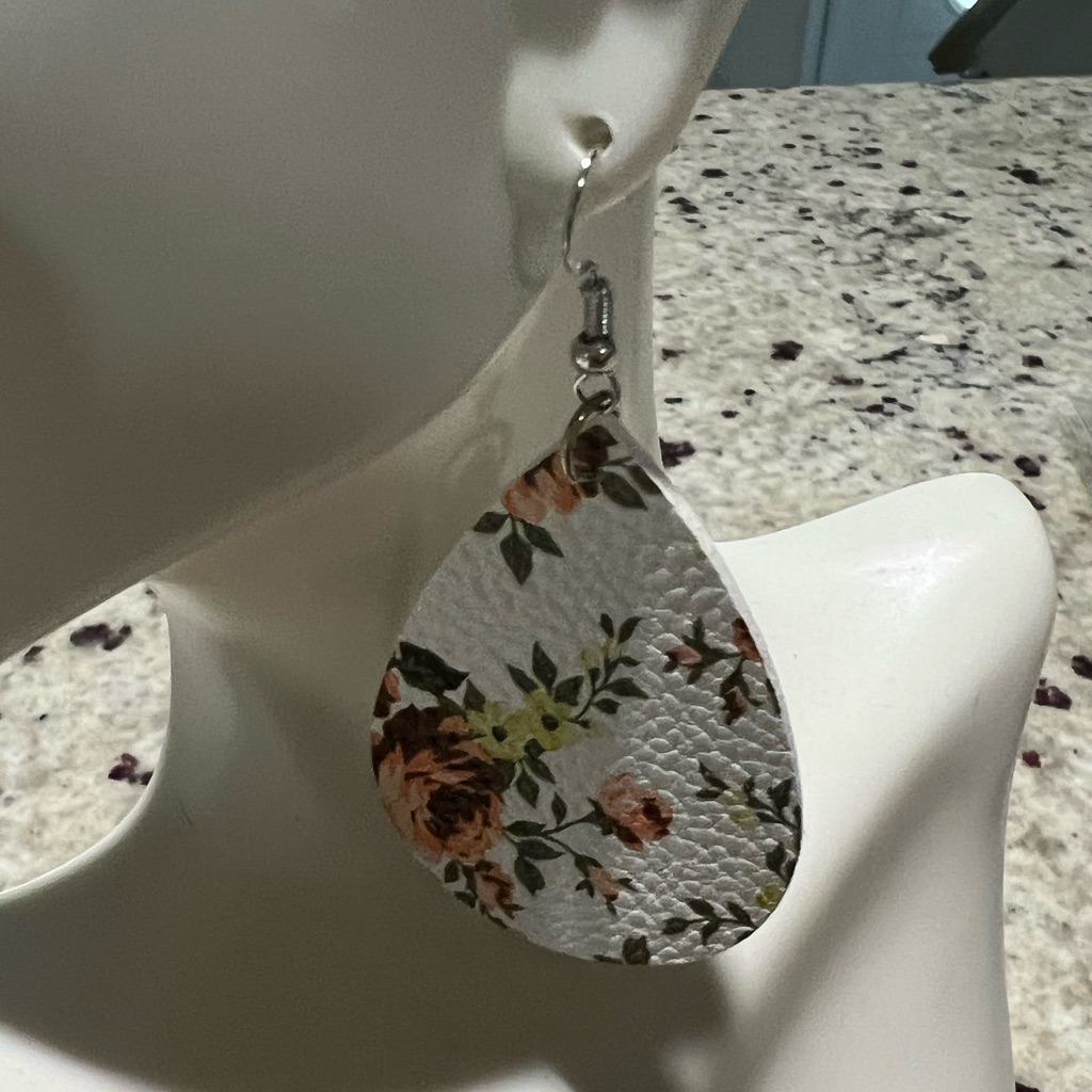 Floral Printed Tear Drop Earrings